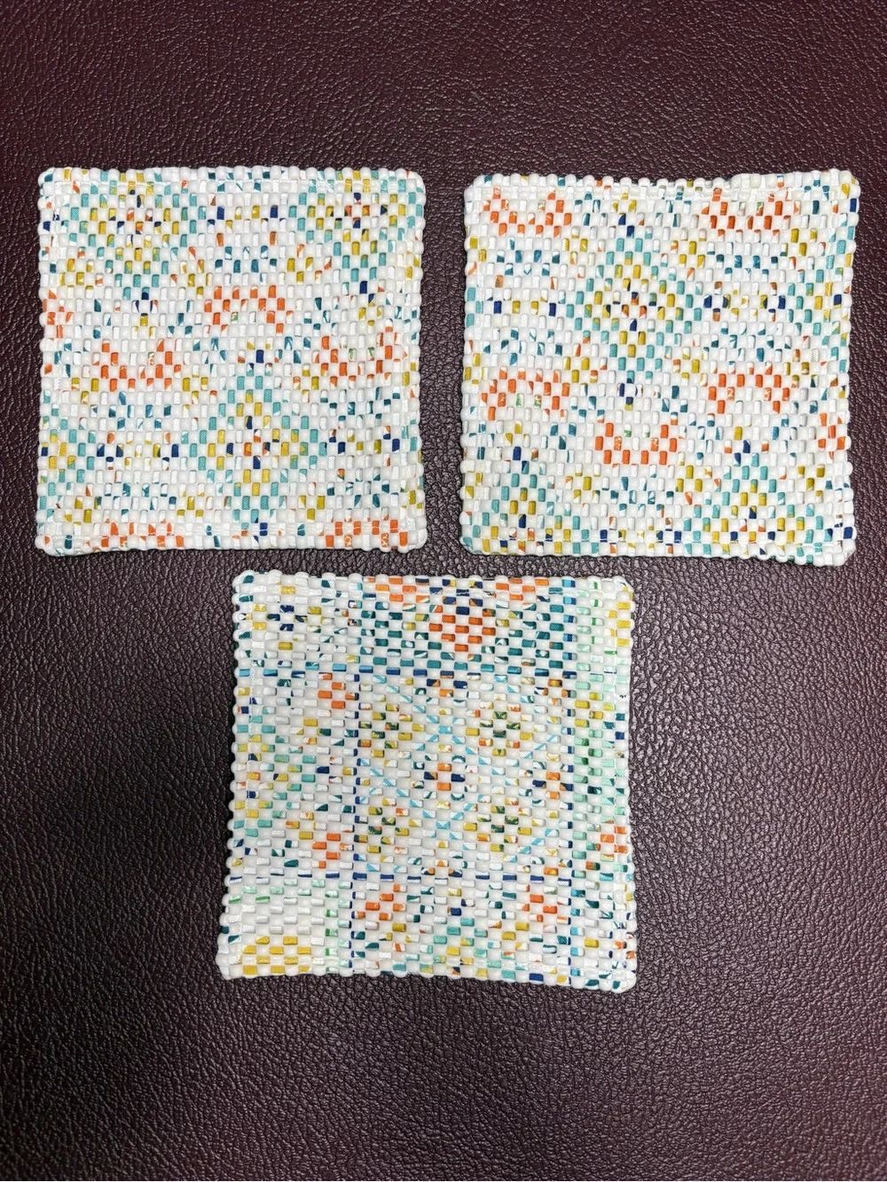 NEW Handmade Jar Grippers, Flower and Orange Print, Blue and Orange Colors